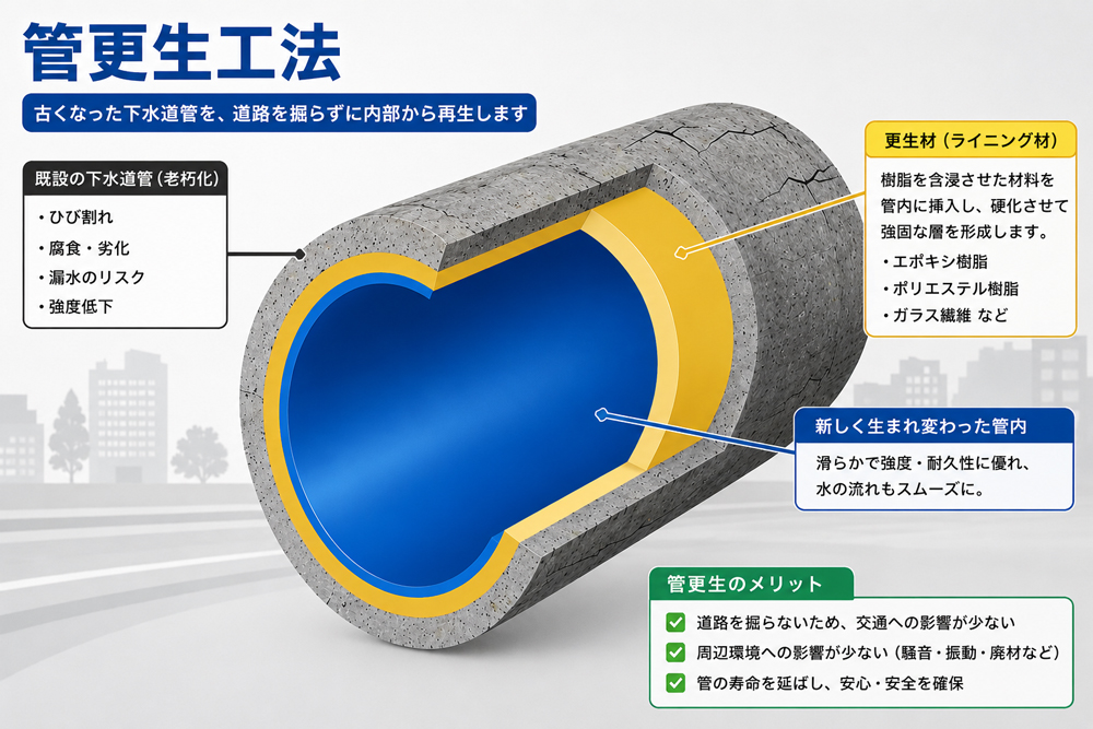 管更生工事（非開削工法）